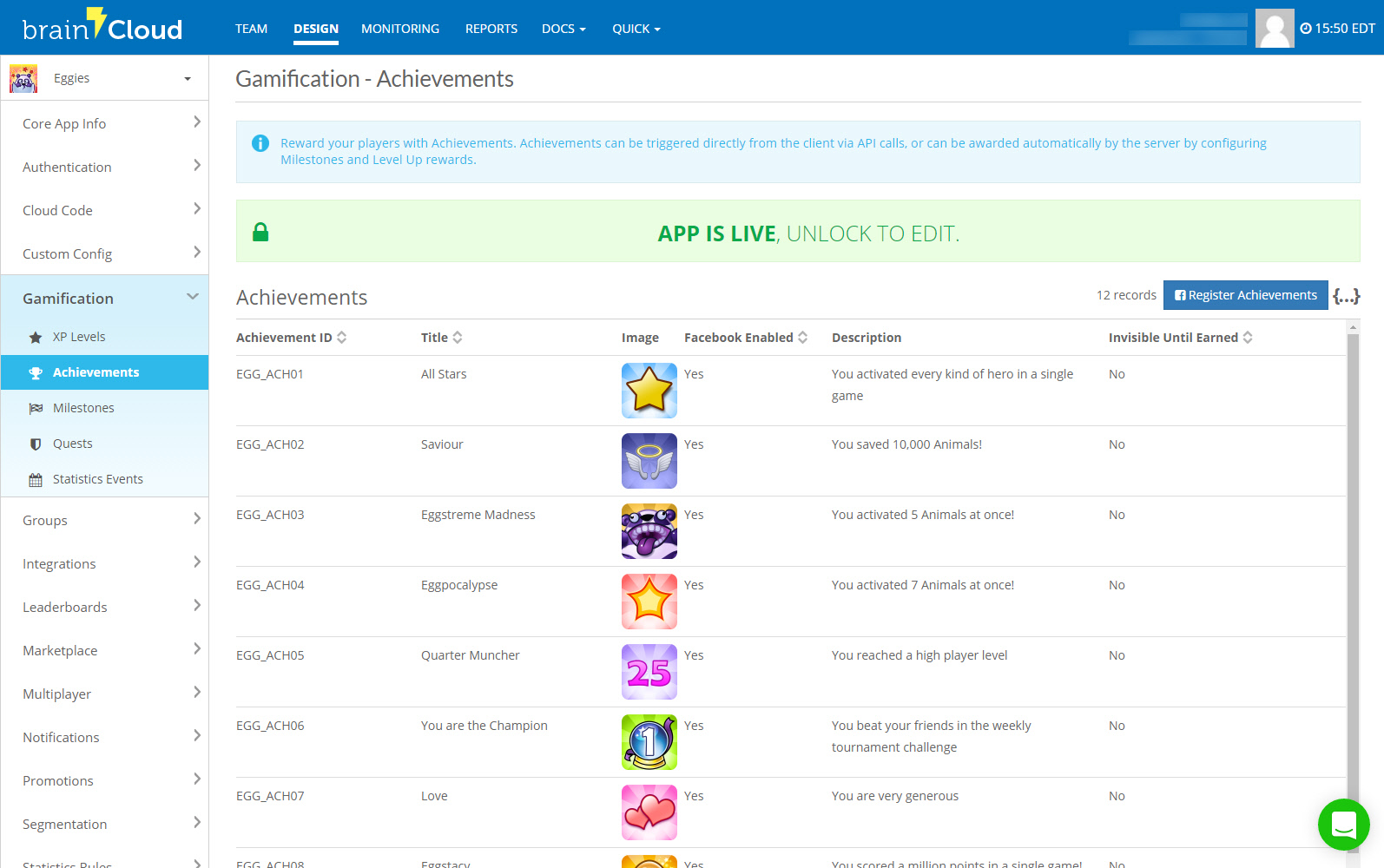 brainCloud Gamification Features